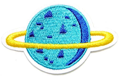 Planet Saturn Aurora Ring Nasa Space Galaxy Patch Sew Iron on Embroidered Applique Craft Handmade Baby Kid Girl Women Sexy Lady Cloths DIY Costume Accessries (blue)