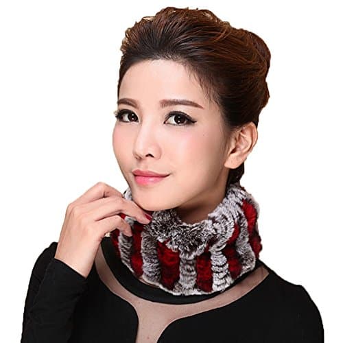 MINGXINTECH slim rabbit fur collar warm winter tiny shawl neck overall loop wrap