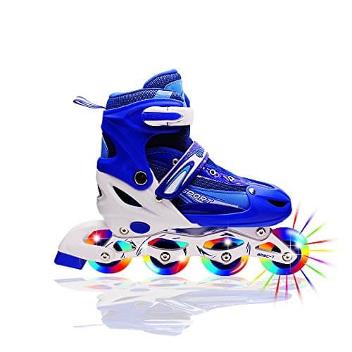 Kids Light Up Inline Roller Skates Adjustable Rollerblades Unisex Blue S