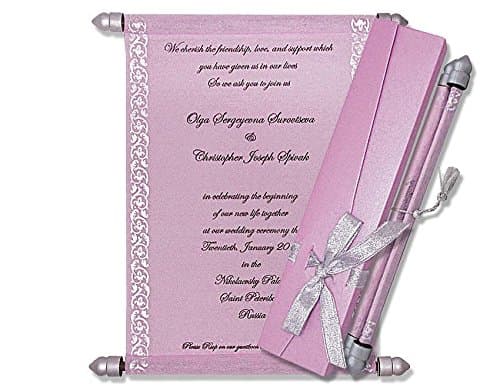 MackMark Scroll Invitations, Scroll Wedding Invitations (10 pcs) (Baby Pink)