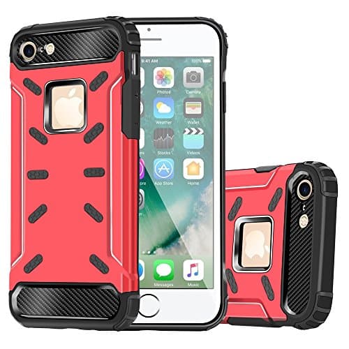 iPhone 7 Plus Case, ANIYOH Hybrid Shockproof Rugged Armor Case Aluminium Metal Shell + Soft Silicone Anti-knock Phone Cover For iPhone 7Plus 5.5 inch [High Impact Resistant] (Red/Black)