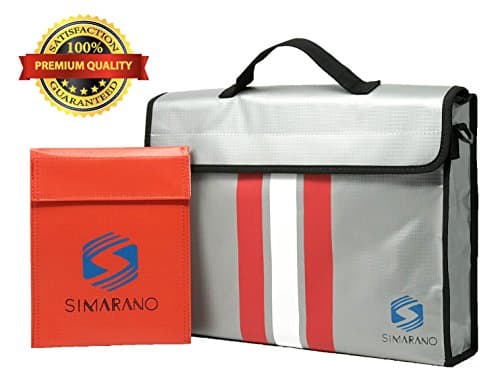 Simarano Fireproof Document Bag Set | Fire Water-proof Resistant Heat Insulation Non-Itchy Zipper Briefcase Pouch | Large Small Combo for Legal File Cash Money Battery Laptop Jewelry