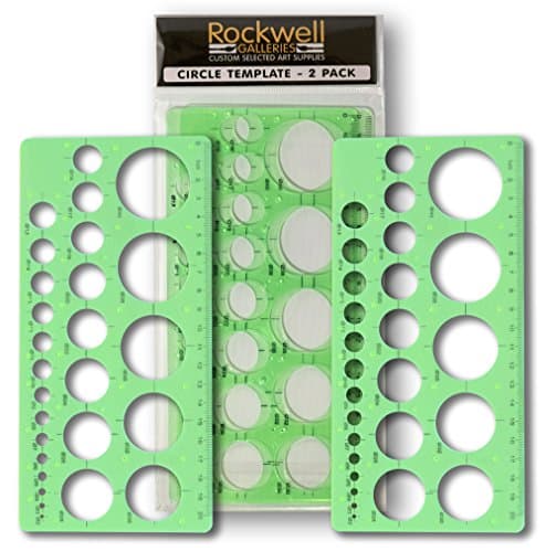 Professional Quality Circle Templates - 2 Pack Home and Office Set for Drawing, Drafting and Creating by Rockwell Galleries - For home, office, creative studio or personal drawing and drafting.