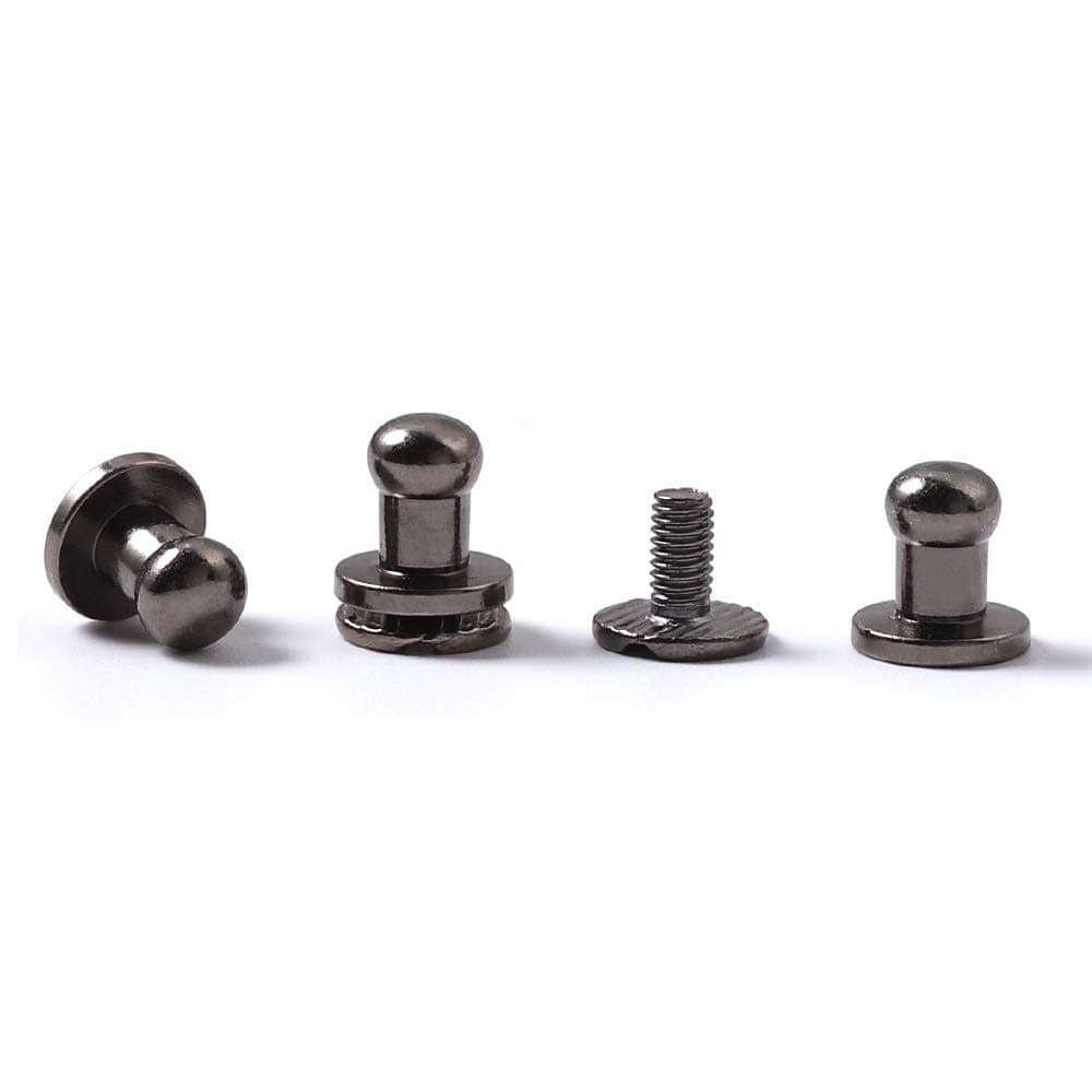 WUTA Solid Brass Round Head Screw Studs Brass Button Nail Rivet Chicago Leathercraft Accessories 20pcs/Pack,8mmX5mm Gun Metal