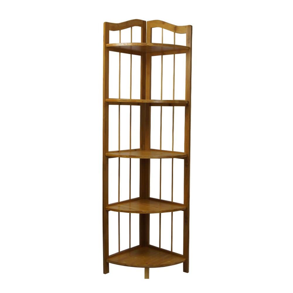 Yi Hai Bamboo Corner Shelf Rack Display Rack Multipurpose Shelving Unit (5-Tier)