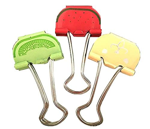 10 PCS Cute Binder Clip, Small Fruit Shape Paper Binder Clips, Watermelon Lemon Paper Clamps for Notes Letter Paper Clip Office