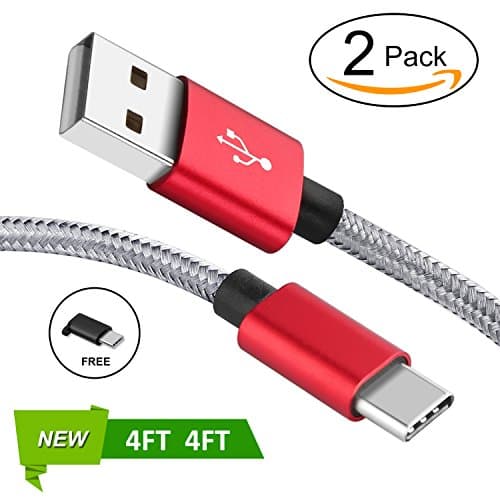USB Type C Cable [2 Pack],YSLYGHY USB C Cable Nylon Braided Cord Fast Charger USB 2.0 for Samsung Galaxy Note 8 S8 Plus,Google Pixel,LG V30 G6 G5 V20,Nintendo Switch,Macbook (4ft 4ft)