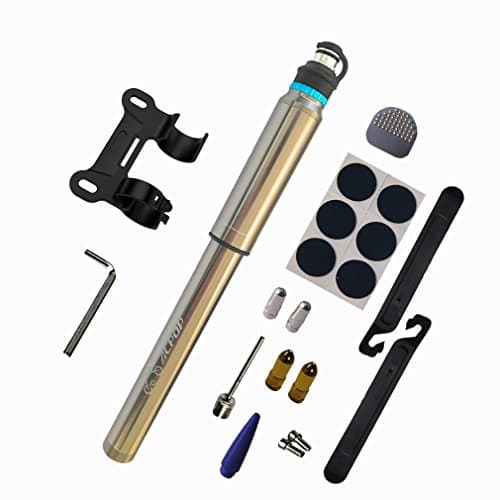 Mini Bike Pump Fits Presta & Schrader (Just Pull Out Hose) with Repair kit! 150 PSI Portable Cycle Frame Pump For Road & Mountain & BMX Bike Tire(8.8inch Grey)