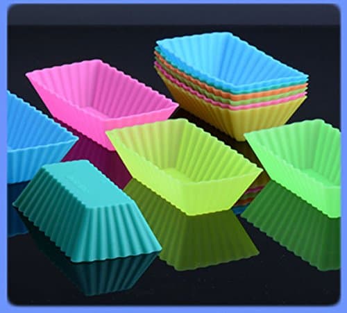 HOCUS 12-Pack Silicone Baking Cups, Nonstick Cupcake Liners, Reusable Cupcake Cups Set in 6 Colors for Muffin, Gelatin, Snacks, Frozen Treats, Ice Cream or Chocolate Shell-lined Dessert Molds