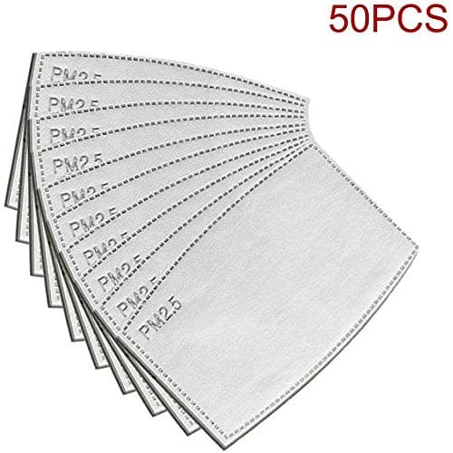 50pcs PM2.5 Activated Carbon Filter Replaceable Anti Haze Filter Paper for Adult Mask