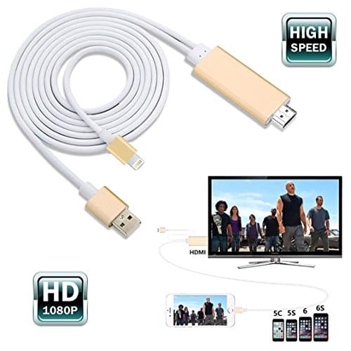 Superwang Lightning 8 Pin to HDMI Cable No Need App &amp; No Need Personal Hotspot 1080P HDTV Video Male Cable Connector for iPhone 5 / 5s / 6 / 6s / 7 / 7s Plus / iPad [Plug &amp; Play]