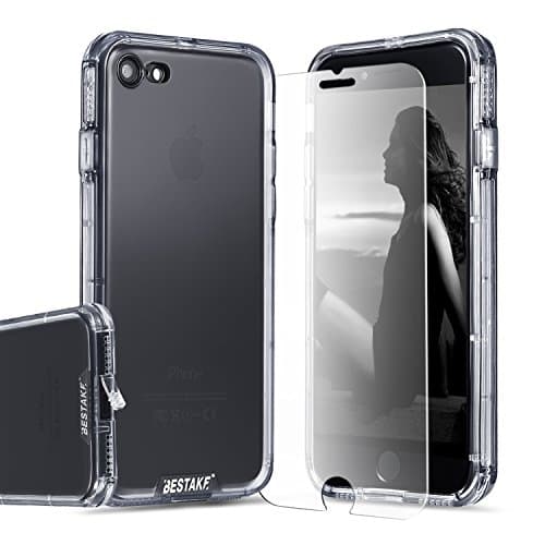 Toobe iPhone 8 iPhone 7 Case Clear Soft Ultra Slim Anti-Scratch Protective Armor Shock Absorbing Heavy Duty Shockproof Case Dropproof Protection With Tempered Glass,Clear Black