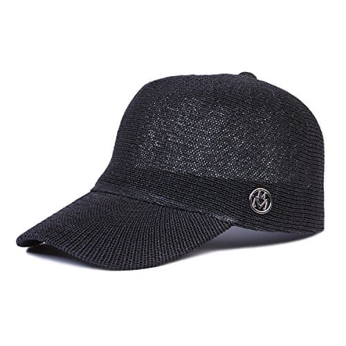 Choomon Unisex Baseball Cap Straw Adjustable Strap Plain Hip Hop Sun Hat Cap Black