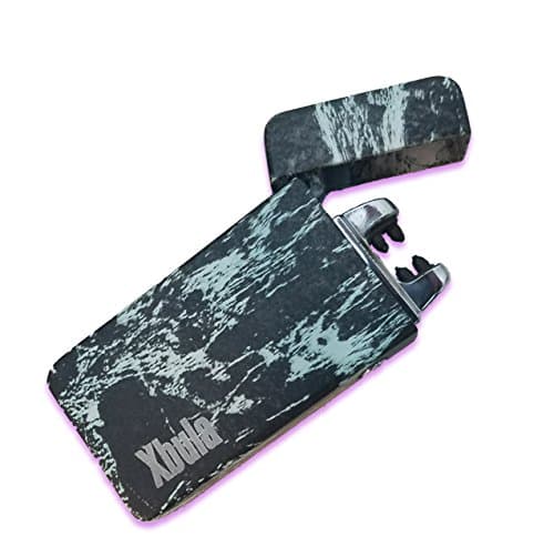Xbula Double Arc USB Lighter Rechargeable Windproof Flameless Electronic Coil Premium Marble Stone Design+Gift Box (Black Marble)