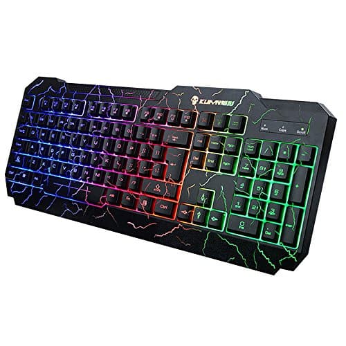 Ergonomic Cooling Crack LED Illuminated Backlit USB Wired PC Rainbow Computer Gaming Keyboard