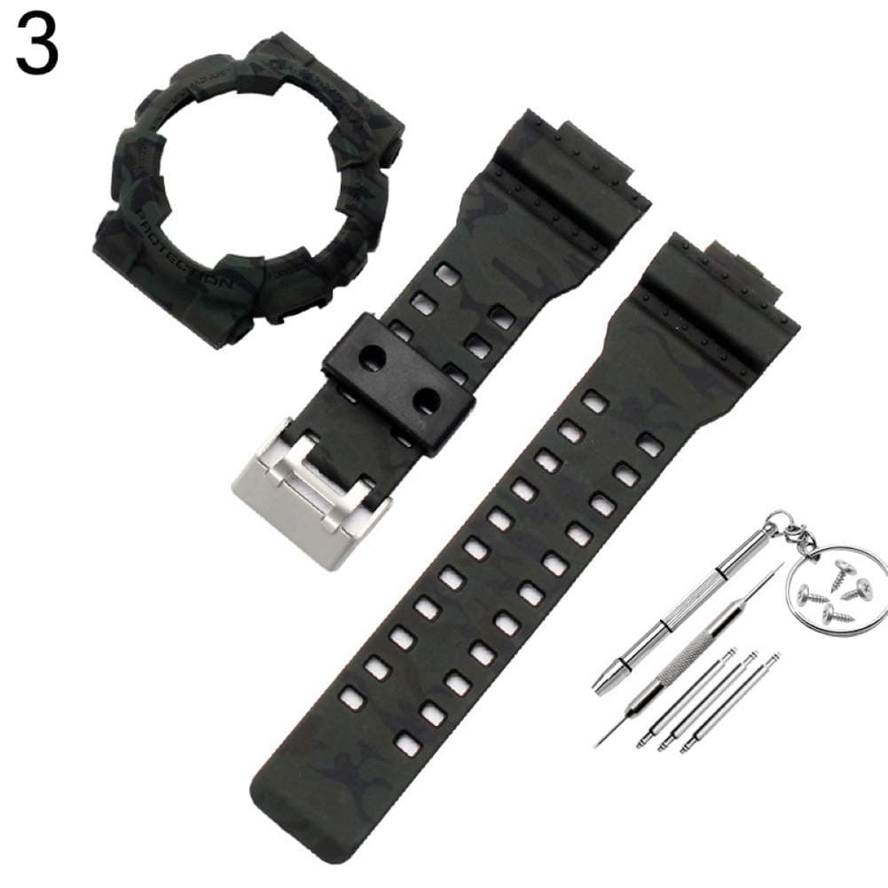 Pushfocourag Genuine Bracelet Watch Replacement Watch Strap Protective Case for Casio G-Shock GA-110 GA100 GD-120 - Fashion Casual Watches for Women and Men