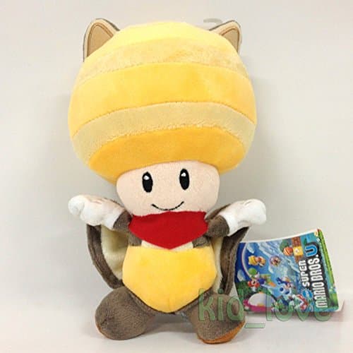New Super Mario Bros. Plush Flying Squirrel Yellow Toad Soft Toy Stuffed Doll 9"