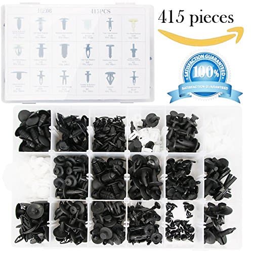 415 Pcs Push Retainer Clips Kit - 18 MOST Popular Sizes Auto Push Rivets Set - Plastic Car Clips &amp; Fasteners Assortment For GM Ford Toyota Honda Chrysler (With No Remover Tool)