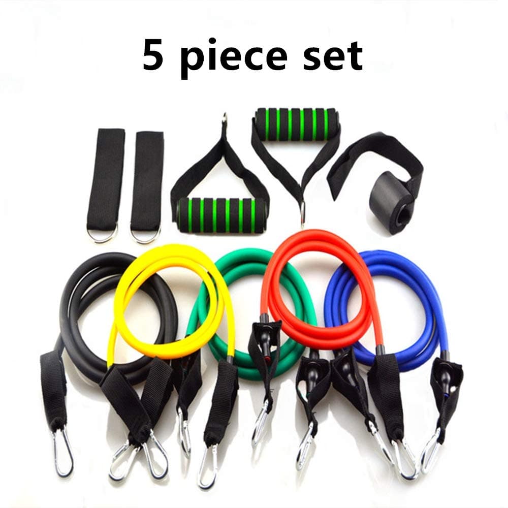 5-Piece Pull Rope Pull Rope Exercise Resistance Band Set Fitness Tube Door Anchor, Ankle Strap, Ring Yoga Fitness for Men And Women