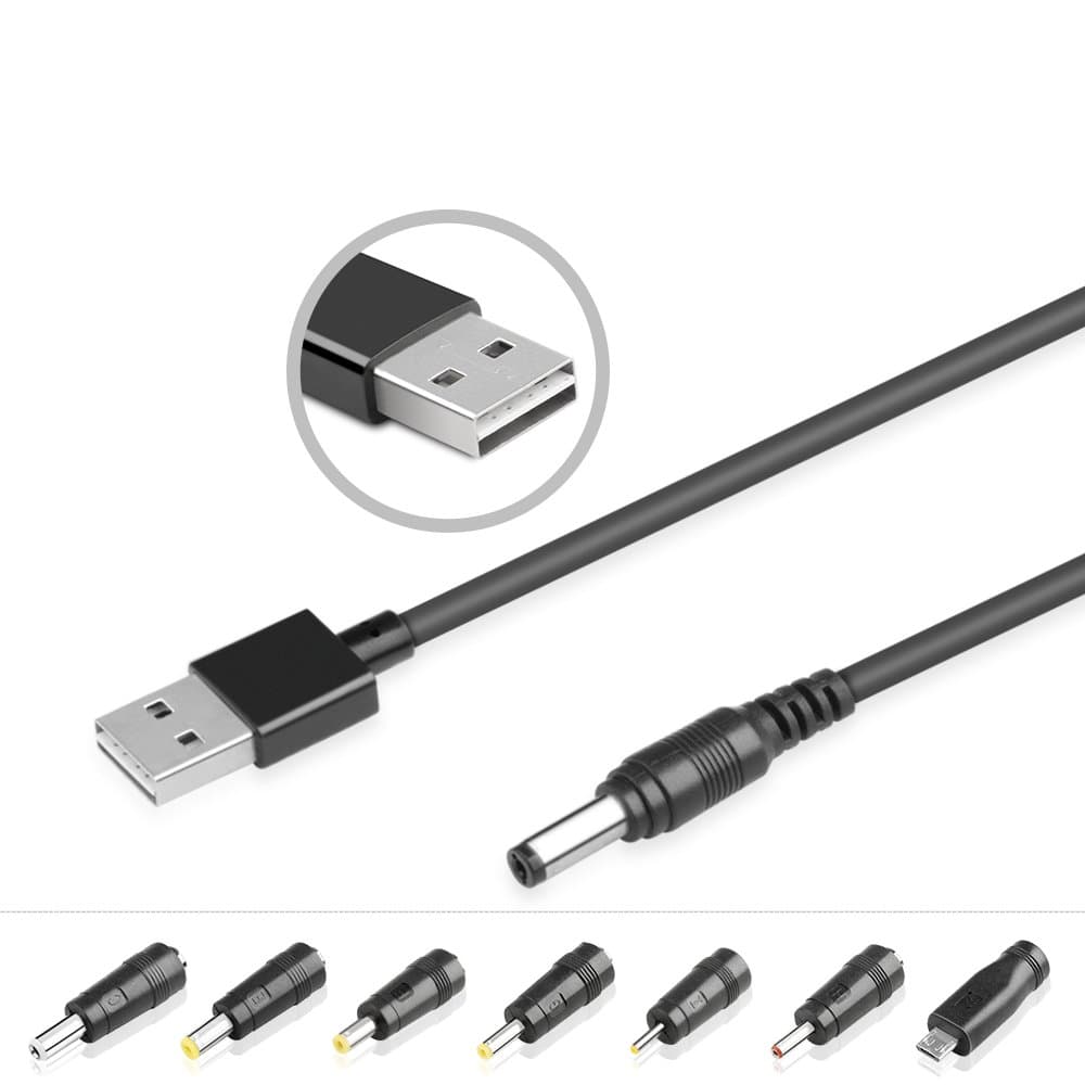Weyo Multi Plug Universal Converter USB Cable Transfer Converter Cable USB to DC Connector B Connector Cable DC 5.5 mm Barrel Connector Power Cord Charger 5.5 x2,1 mm to 7 Pin: 2.5 x0,7 mm/3.5 x1,35 mm/4 x1,7 mm, 4.8 mm, x1,7 5.5 x1,7 mm, 5.5 x 2.5 mm/Micro USB
