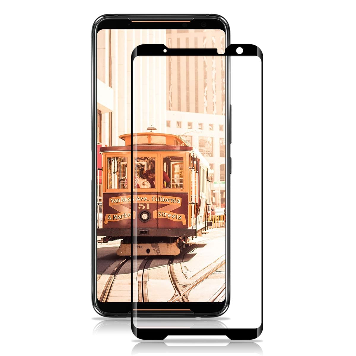 Screen Protector for Asus ROG Phone II Tempered Glass Screen Protector Full Coverage Scratch-Proof Anti-Fingerprint Protective Glass Film Protection for Asus ROG Phone II - Black