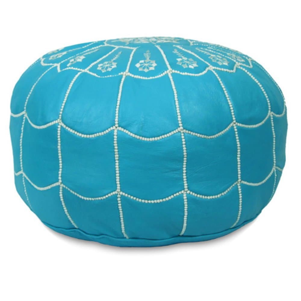 IKRAM DESIGN Moroccan Round Leather Pouf Arch Design