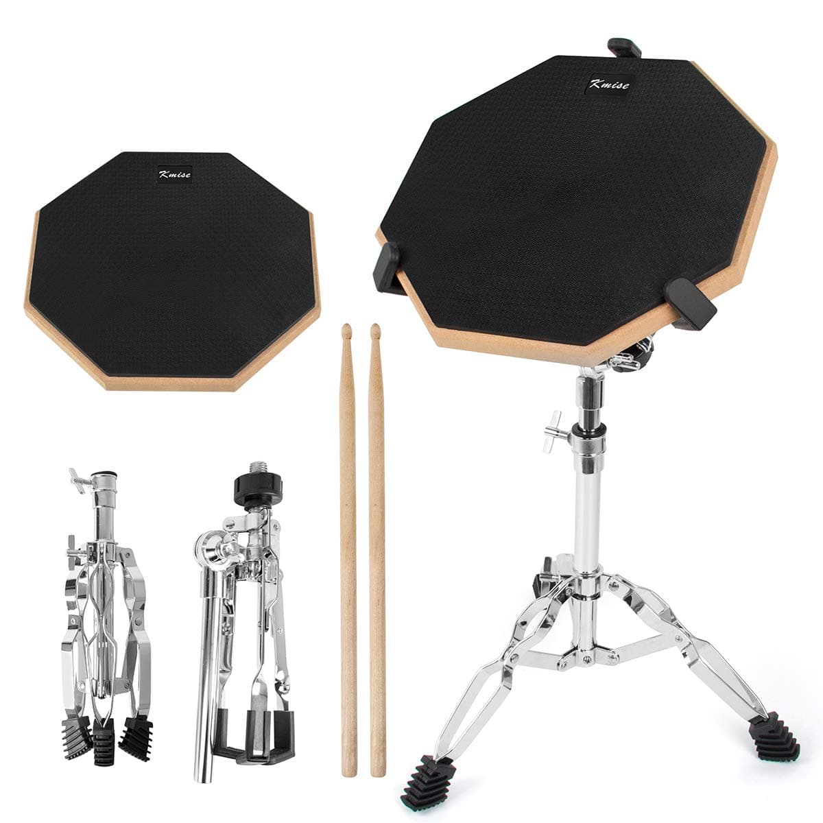 Kmise Snare Drum Practice Pad 12 inch Double Side with Stand Sticks for Beginner Student