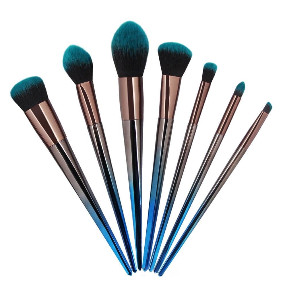 Kelice Makeup Brushes Set with Plastic Handle,7 pcs Professional Cosmetic Brush Kit (Noble Blue)