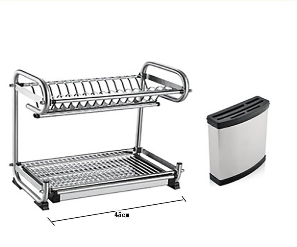 Kitchen storage and organization Kitchen Shelf Bowl Rack Dropped Shelf Double Layer Stainless Steel Dishwasher Hanging Chopsticks Storage Kitchenware Shelf Wall Standing shelf units ( Color : C )