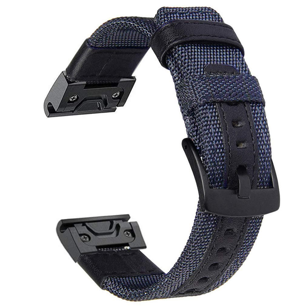 Olytop Compatible Fenix 5X / 5X Plus Bands, 26mm Quick Release Easy Fit Premium Durable Nylon with Leather Watch Strap Wrist Band for Garmin Fenix 6X/6X Pro & Fenix 3/Quatix 3 Smartwatch (Blue)