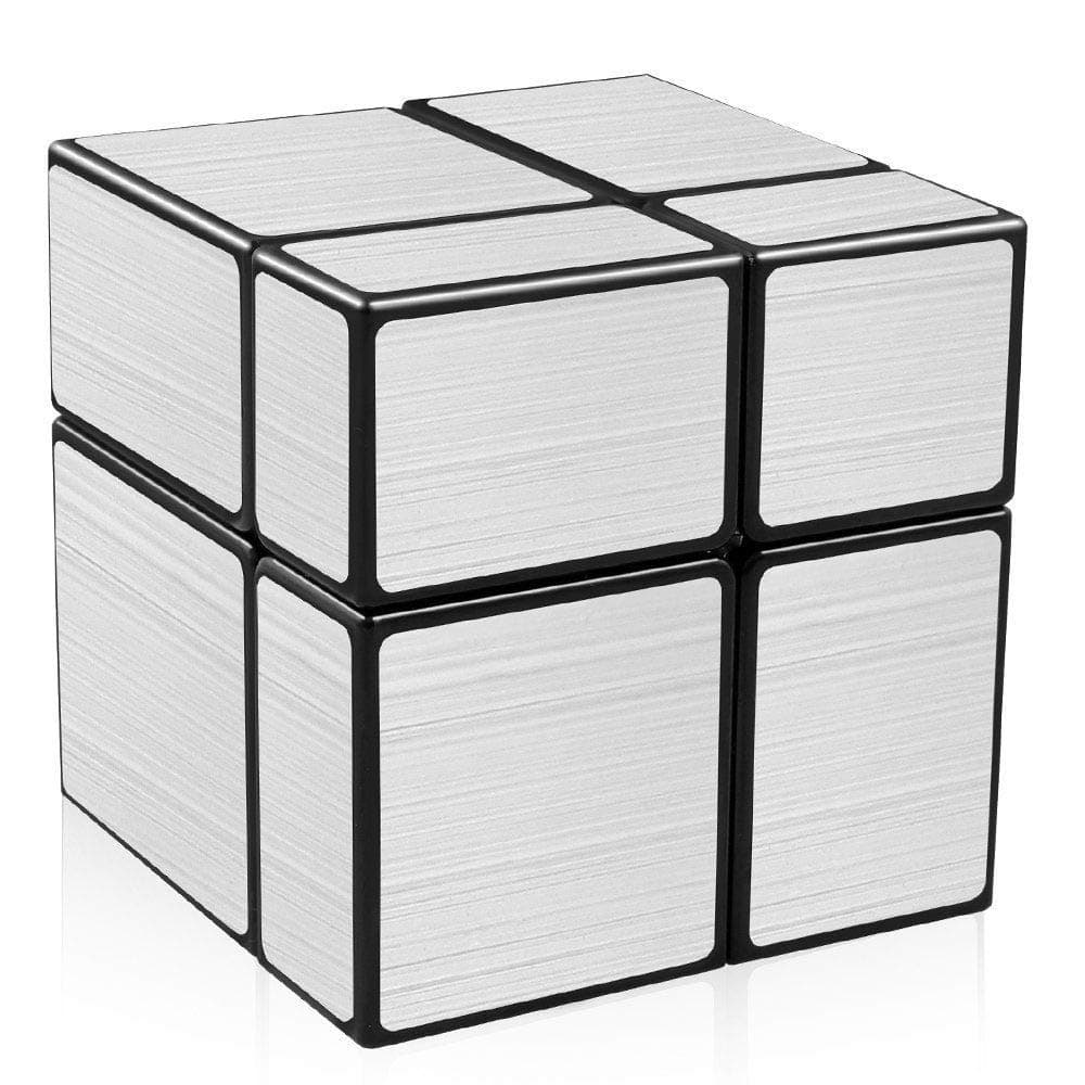 QIYI Mirror Cube 2x2 Speed Cube 2x2x2 Mirror Blocks Unequal Puzzle Silver Black