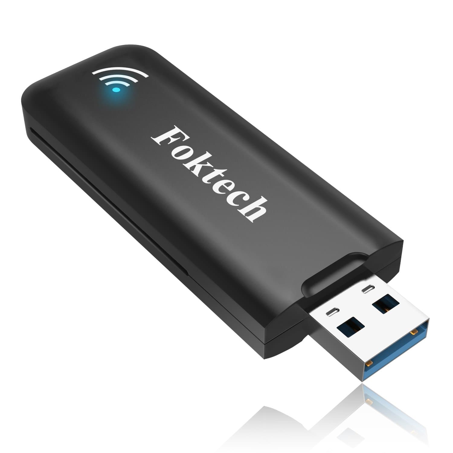 Foktech USB WiFi Adapter, AC1200Mbps USB 3.0 Wireless Network Dongle for Desktop/Laptop, Dual Band 2.4GHz/300Mbps+5GHz/867Mbps, Support Windows XP/Vista/7/8/10,Mac OS X 10.6-10.13