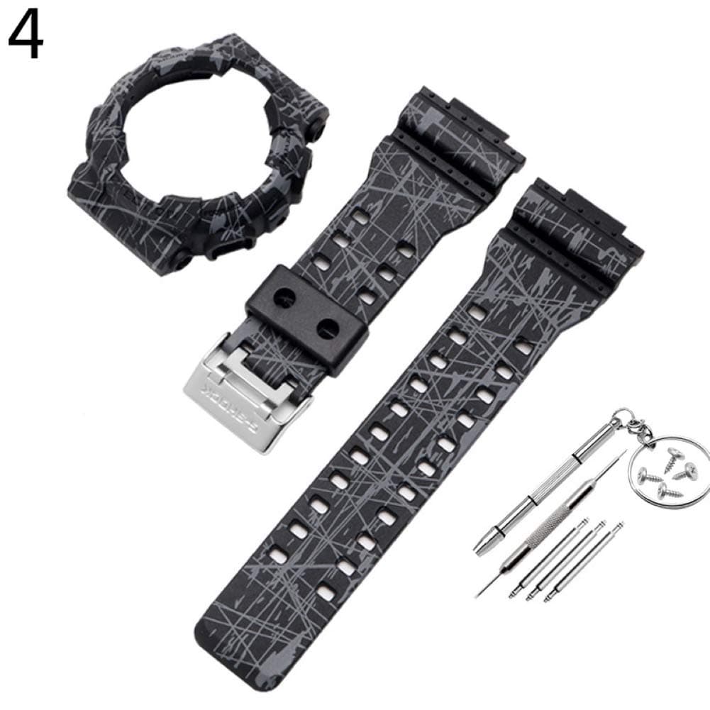 Pushfocourag Genuine Bracelet Watch Replacement Watch Strap Protective Case for Casio G-Shock GA-110 GA100 GD-120 - Fashion Casual Watches for Women and Men