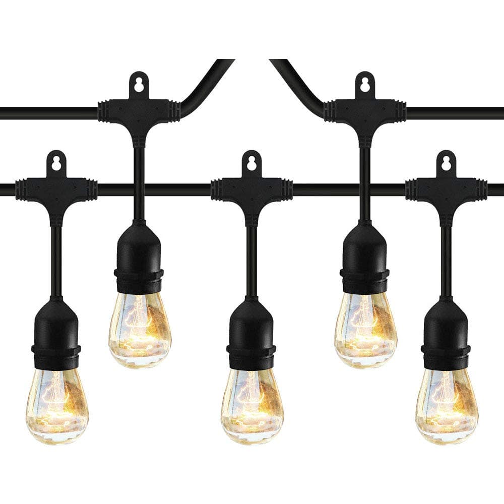 Classyke 2-Pack 48ft Indoor Outdoor String Lights for Patio Garden Yard Deck Cafe Dimmable Weatherproof Commercial Grade [UL Listed] - Incandescent (48FT 2 Pack)