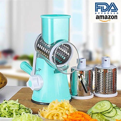 Multi-functional Vegtable Chopper, Manual Vegtable Shredder Onio Slicer Potatoes Cutter with 3 Different Types of Stainless Drum-Efficient Kitchen Smart Appliance