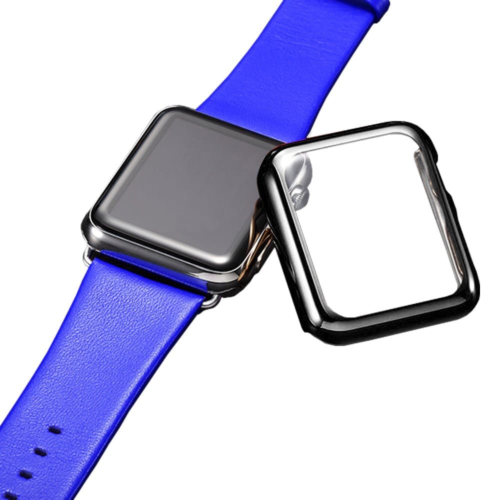 Apple Watch Case, FIVEFISH Ultra Lightweight Thin Clear PC Full Coverage Plated Case for Apple Watch (Bright Black 42mm)