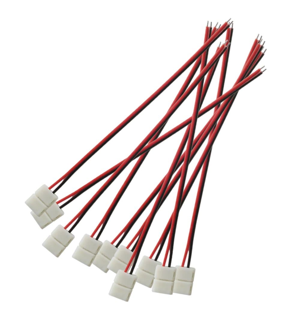 Alightings LED Strip Connector 2 Pin for 8mm Width 3528 2835 Single Color Flex LED Strip Lights