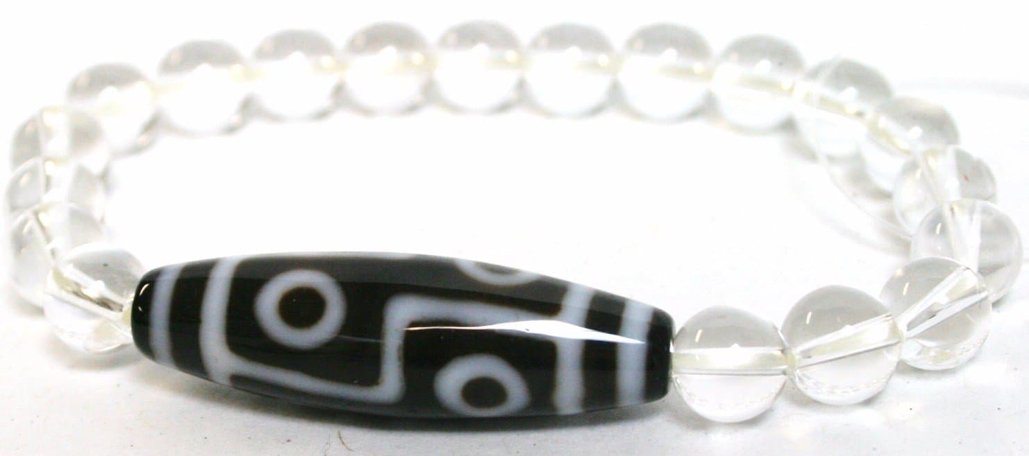 6 Eye Dzi Bracelet with Clear Quartz