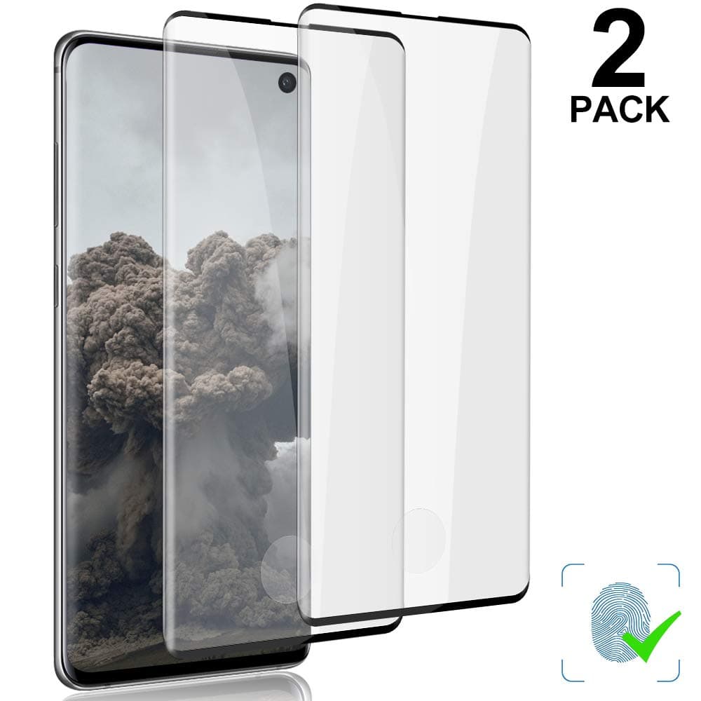 [2 Pack]Galaxy S10 Tempered Glass Screen Protector, [9H Hardness] [3D Curved Full Screen] [Support Fingerprint Unlock] Screen Glass HD Protective Film for Sa HD Protective Film for Samsung Galaxy S10