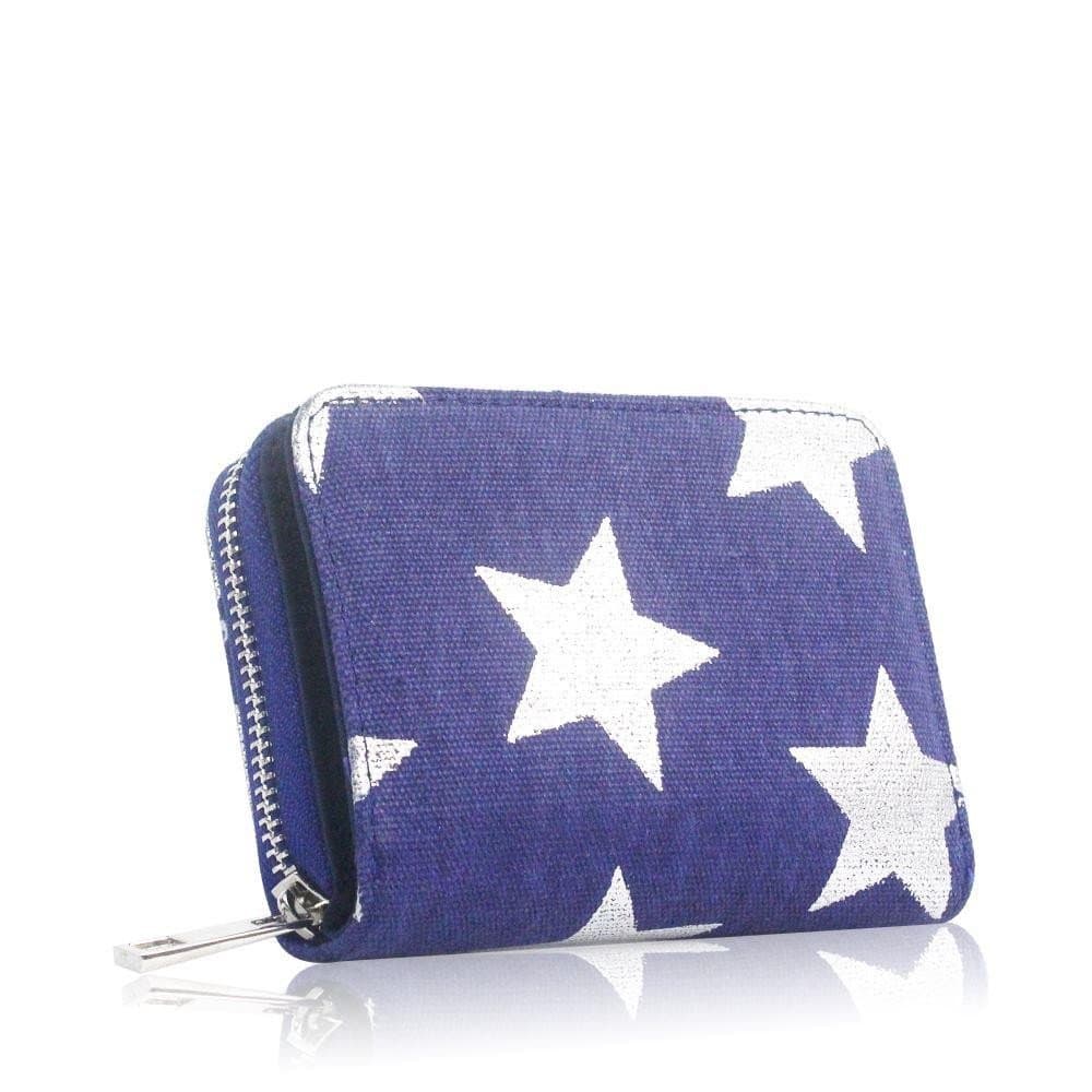 Womens Star Design Purse Medium Wallet Blue
