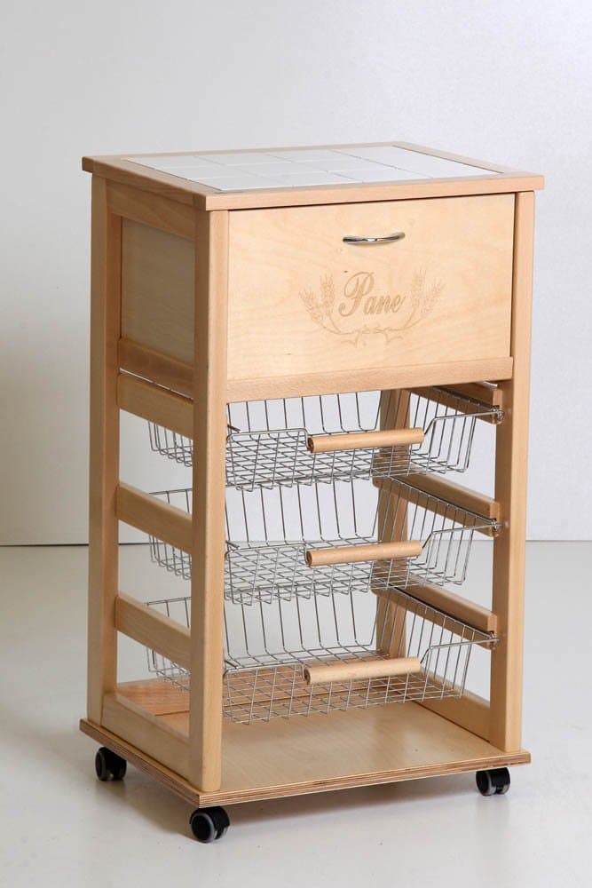 380151 Vegetable and Fruit Storage Shelves with Bread Bin Solid Wood