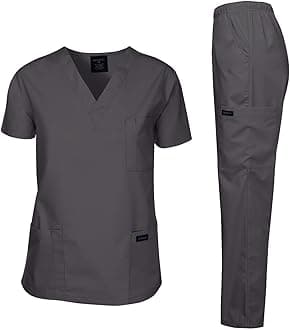 Dagacci Scrubs Medical Uniform Unisex Scrubs Set Medical Scrubs Top and Pants