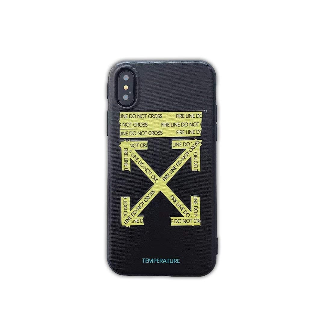 OW x Do Not Cross Protective Premium Hard Case for Apple iPhone (Black, iPhone Xs Max)