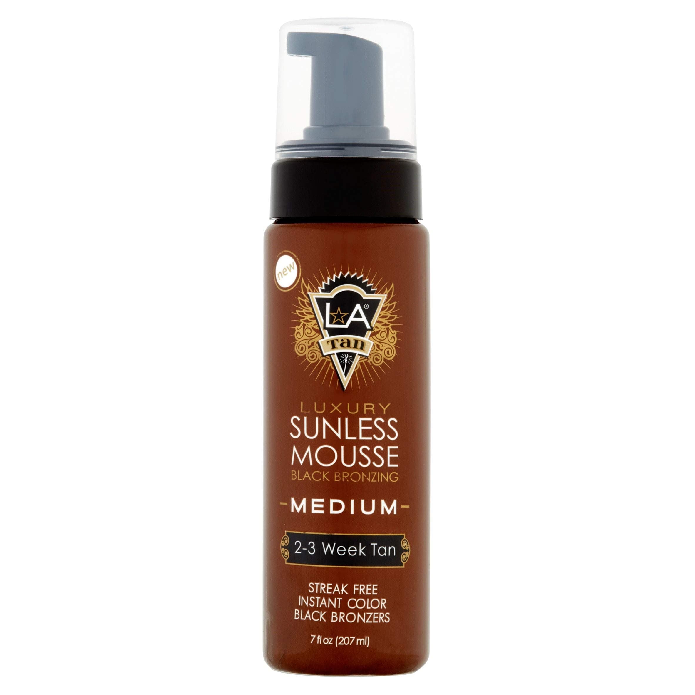 LA Tan Luxury Sunless Mousse Medium Dark Black Bronzer 7 oz.