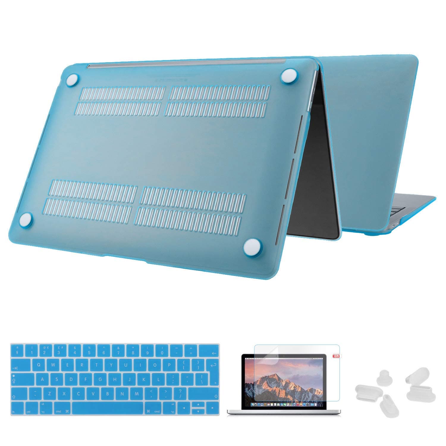 Utryit MacBook Pro 13 Inch Case 2018 2017 2016 (A1708 A1706 A1989), Hard Case Shell Cover and Keyboard Cover for Apple Mac Pro 13'' with/Without Touch Bar and Touch ID, Translucent Matt Blue