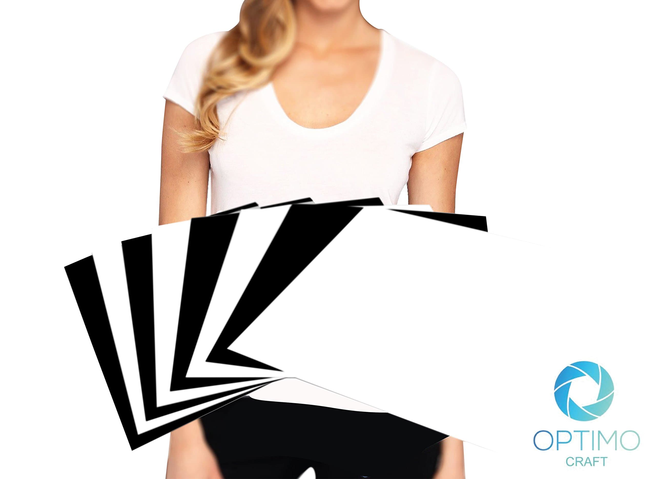 Heat Transfer Vinyl Bundle - Optimo Craft 12 x 10" 8 Sheet Black and White Starter Bundle - HTV - Iron-On