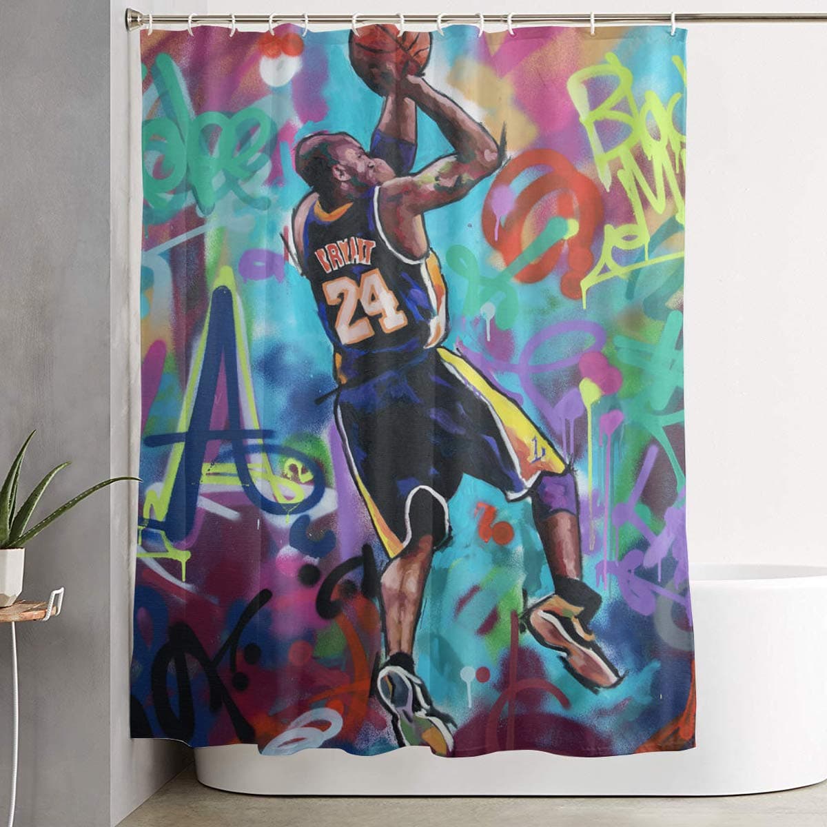 JONATHAN Ko-be Absorbent Quick Dry Printed Polyester Fiber Shower Curtain for Bedroom Livingroom Bathroom 59"x71"
