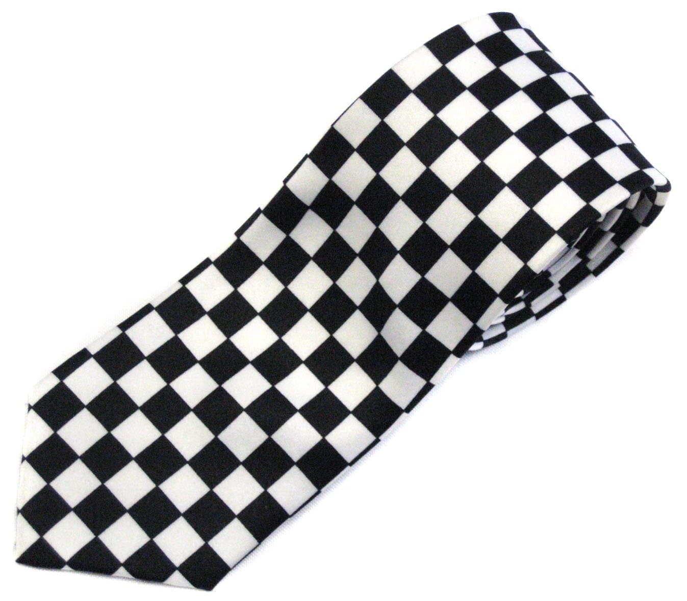 Punk Checkeres Pattern Tie Black/White