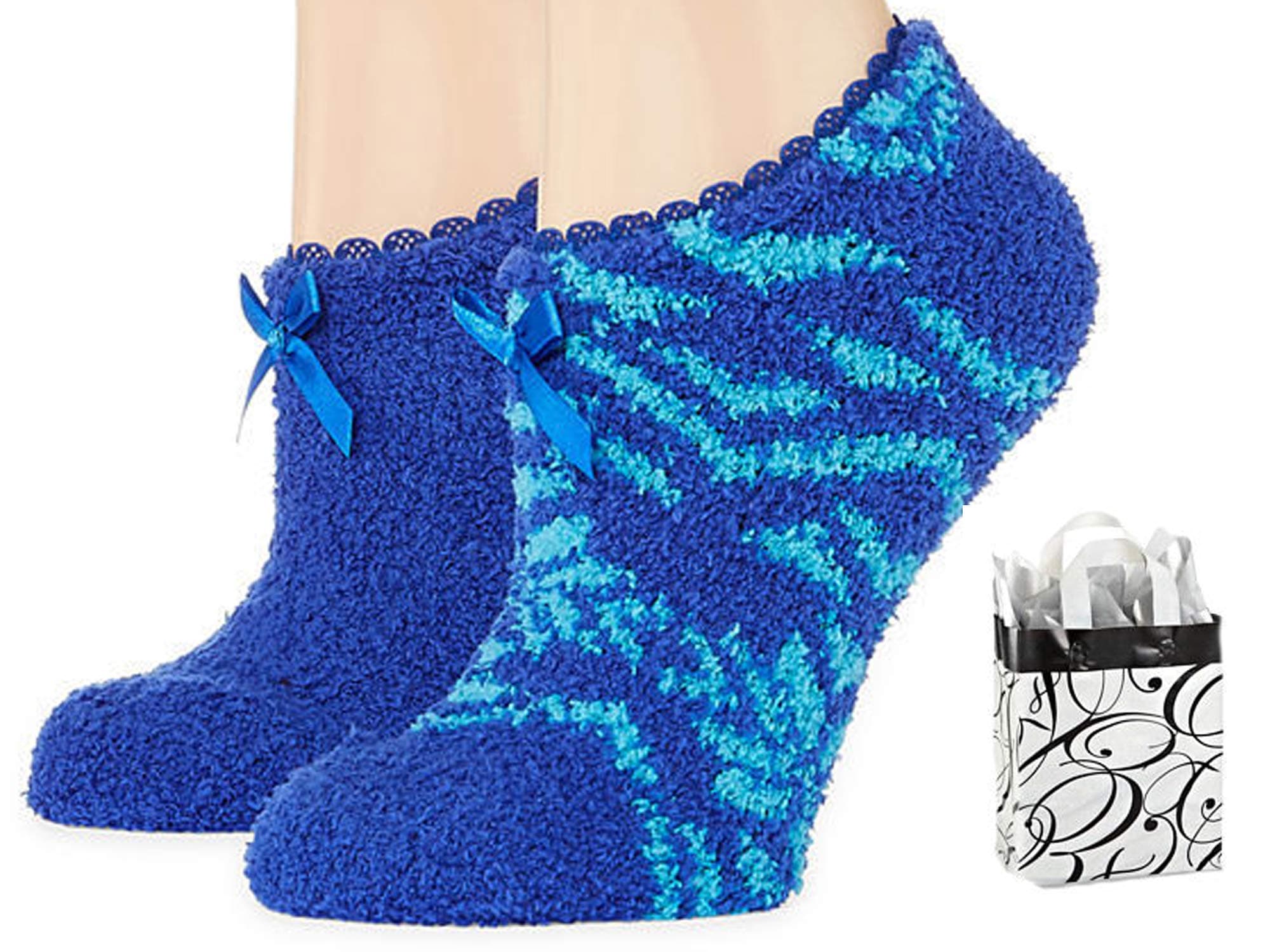 Mixit Womens Slipper Socks 2 Pair & Bag Multi-Pack Gift Set