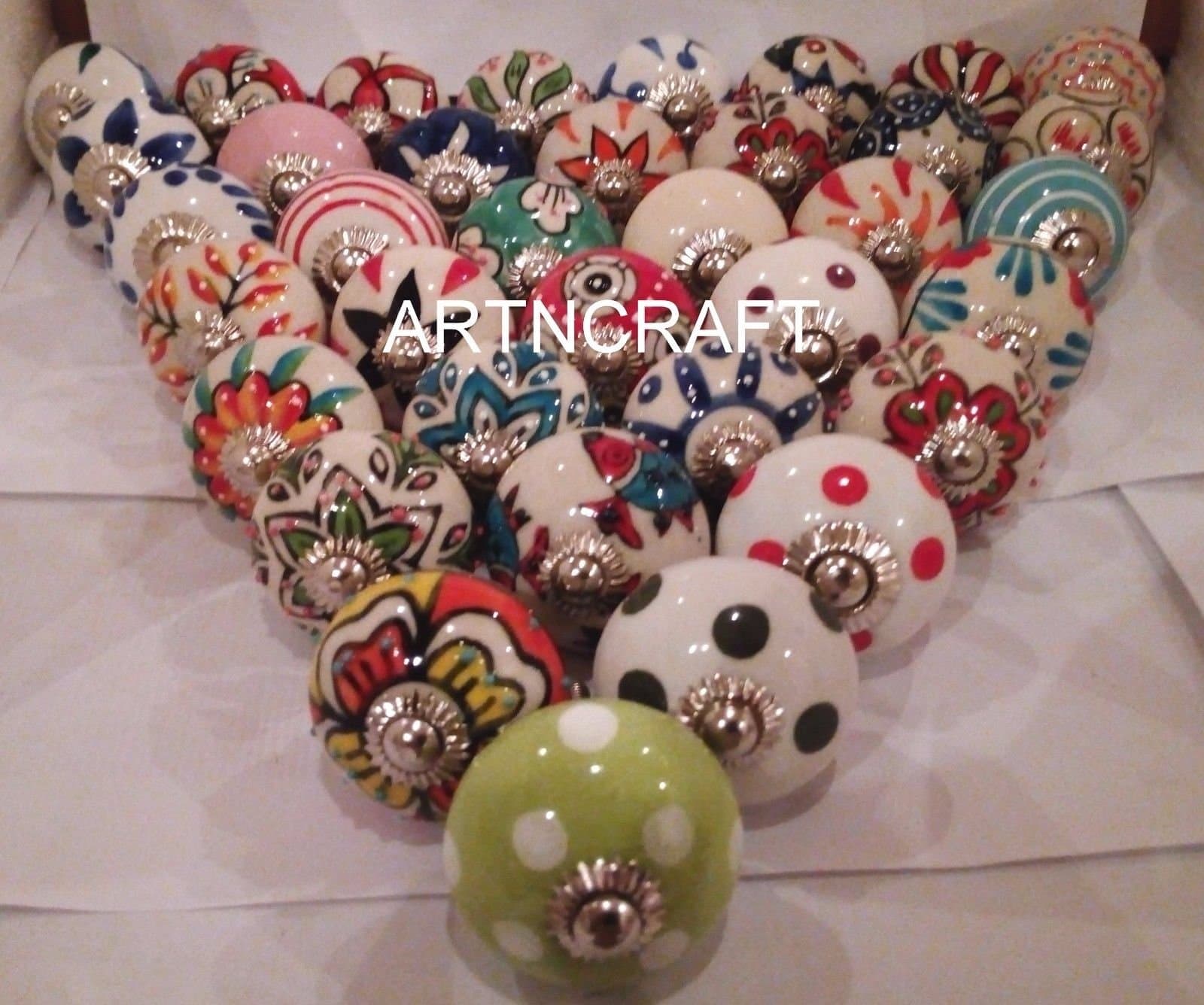 KNOBSWORLD10 Assorted Mix Small 1" Ceramic knobs Cabinet Handles Kitchen pulls Drawer Puller